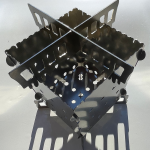 Stainless SIEGE Flat-Pack Portable Folding Wood Burning Camping Stove assembled