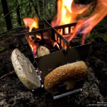 SIEGE Flat-Pack Stove Toasting a Bagel